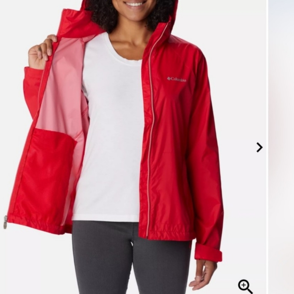 Light Weight Columbia Red/pink Windbreaker Jacket With Hood